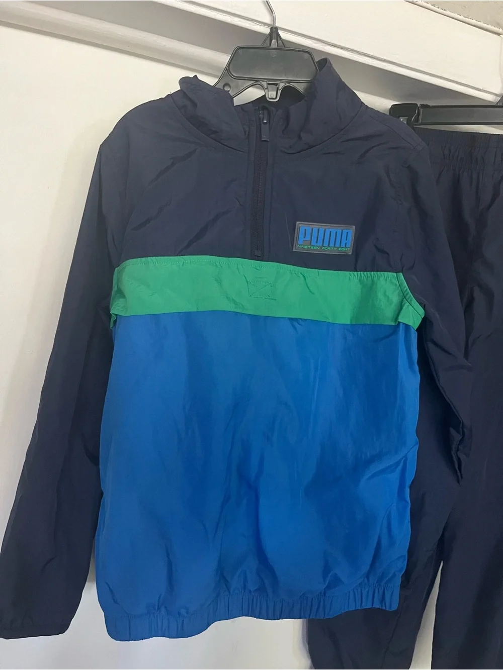 Puma Navy, Bright Blue & Green Athletic Windbreaker Set - Picture 2 of 8